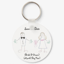 Custom Save the Date Keychain- Cartoon Couple by frugalbride Custom Save the Date Keychain- Cartoon Couple
