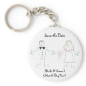 Custom Save the Date Keychain- Cartoon Couple