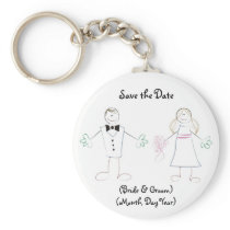 Custom Save the Date Keychain- Cartoon Couple keychains
