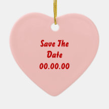 Custom, Save The Date. Red and Pink Christmas Ornament