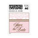 Custom Save The Date Small Postage-Blush & Brown postage by twoheartsshoppe Custom Save The Date Small Postage-Blush & Brown postage