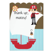Custom Savvy Pirate Thank You Custom Invites
