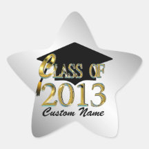 Custom Silver & Gold Star Class Of 2013 Sticker