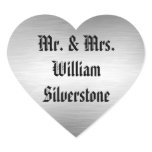 Custom Silver Heart Stickers