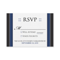 ::custom:: Simply Elegant 3.5x2.5" Black/Navy RSVP Business Cards
