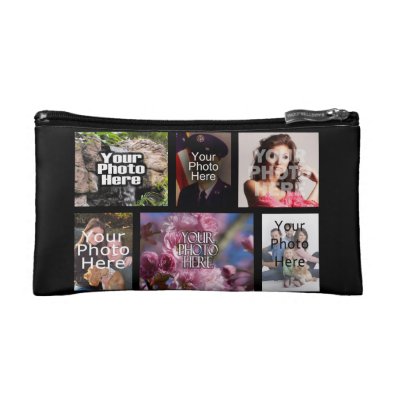 Custom Six Photo Collage Cosmetic Bags