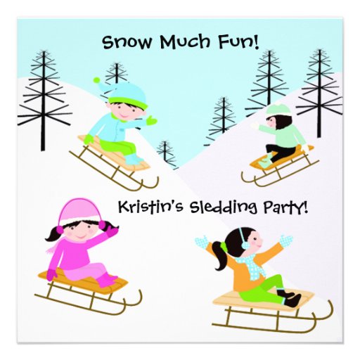 Custom Sledding Party Birthday Invitations