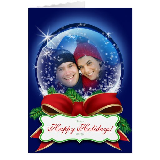 Custom Snow Globe Christmas Photo Xmas Holiday Card Zazzle