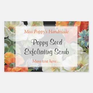 Custom Soap or Baking White Orange Poppy Sticker