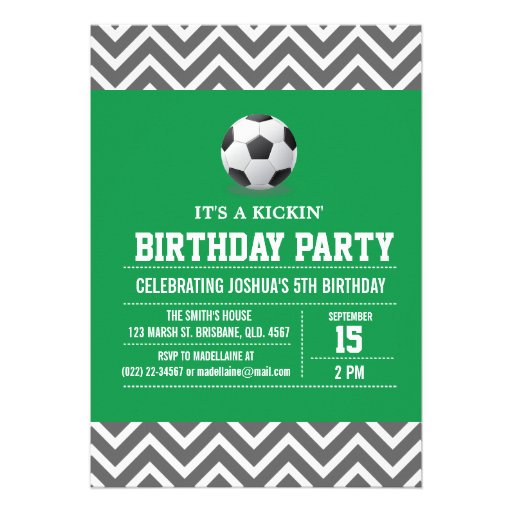 Custom Soccer Birthday Party Invitation for Boy