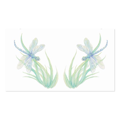 Custom Soft Watercolor Blue Green Dragonfly Business Card Template (back side)