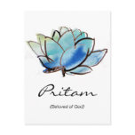 Custom Spiritual Name Postcard: Blue Lotus Design