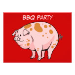 Custom Spotted Pig Red Pink BBQ Cookout Party invitations