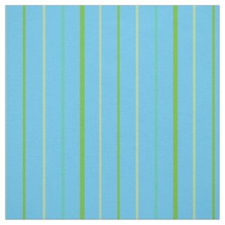 Custom Spring Green Stripes on Sky Blue Pattern Fabric