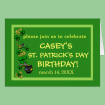 Custom St. Patrick's Day Birthday Party Invitation cards