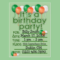 Custom St Patricks Day Birthday Party Invitations postcards