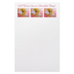 Custom Stationery Pink Dahlia Flowers LOVE Love
