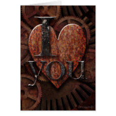 Custom Steampunk I Love You Valentine Heart Card