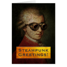 Custom Steampunk Mozart in Brass Goggles Card
