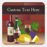Custom Sticker, Wine Cheese Table Scene