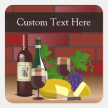Custom Sticker, Wine Cheese Table Scene