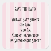 Custom Stickers -Retro Save the Date! Pink Stripe