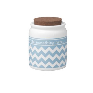 Custom Storage Jar, Blue and White Chevrons Candy Dishes