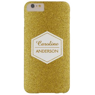 Custom Stylish Gold Glitter Barely There iPhone 6 Plus Case