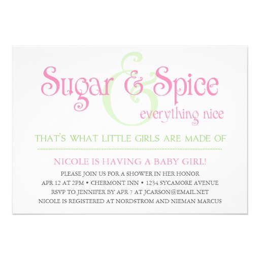 Custom Sugar and Spice Baby Girl Shower Invitation