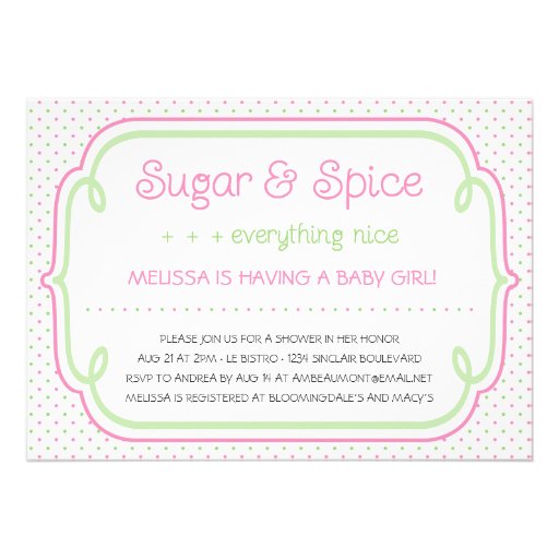 sugar and spice baby shower invitations