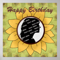 Custom Sunflower Birthday Poster posters