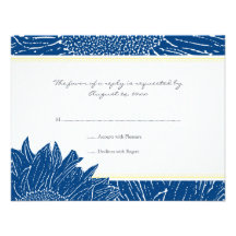 ::custom: Sunflower RSVP Card: Yellow & Navy Personalized Announcement