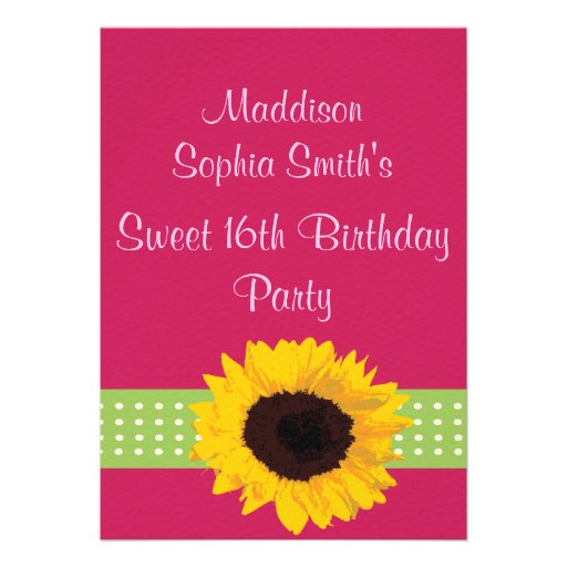 Custom Sunflower Sweet 16 Birthday Invites