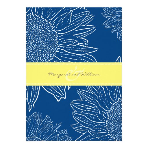 custom::Sunflower Wedding Invite: Yellow 106 Navy