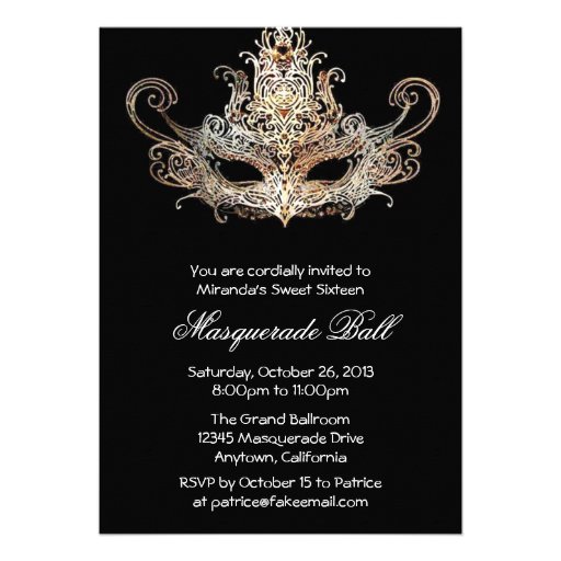 Custom Sweet Sixteen Masquerade Ball Invitations