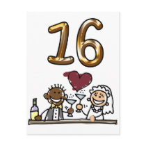 Custom Table Number 16 Postcards