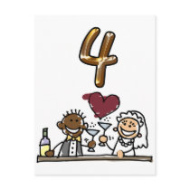 Custom Table Number 4 Postcards