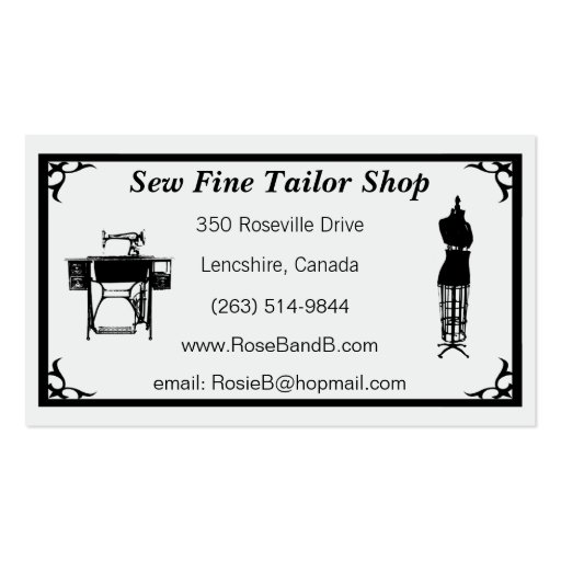 Custom Tailor / Seamstress Business Cards (front side)