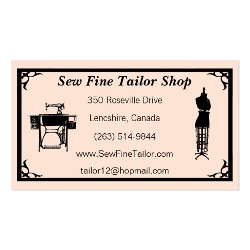 Custom Tailor / Seamstress Business Cards (front side)