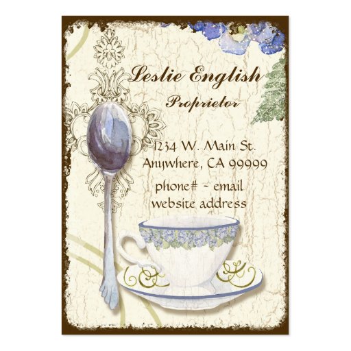 Custom Tea Coffee Shoppe Elegant Business Cards (front side)