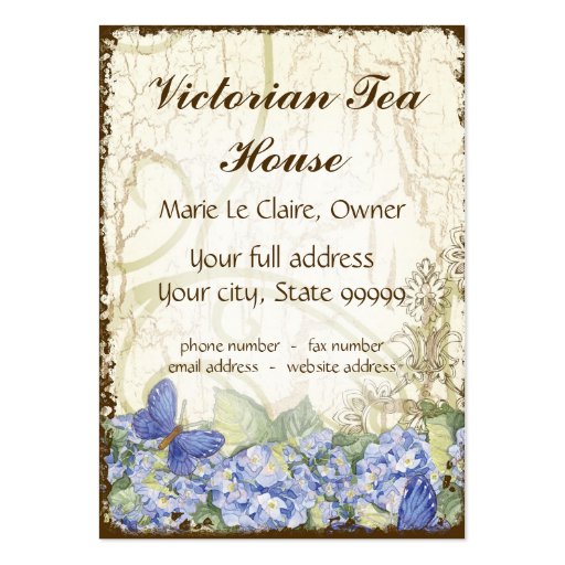 Custom Tea Coffee Shoppe Elegant Business Cards (back side)