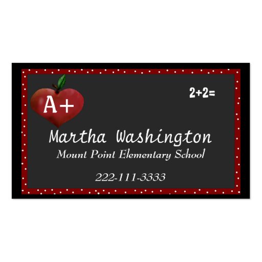 Custom Teachers Business Card (front side)