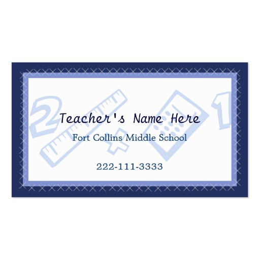 Custom Teacher's Business Card (front side)