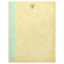 Custom Teal Chocolate Brown Monogram Letterhead