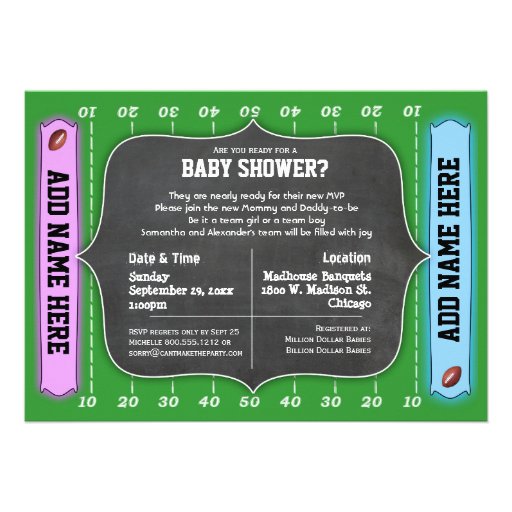 Custom Team Football Themed Baby Shower Invitation