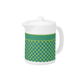 Custom Teapot with Blue and Green Polka Dots