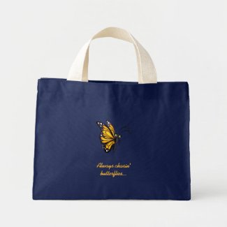 Custom Text Cartoon Yellow Butterfly Canvas Tote