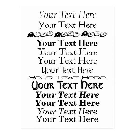 Custom Text. Fonts Postcard no. 4. Your Text Here. | Zazzle