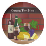 Custom text Plate, Wine Cheese Table Scene