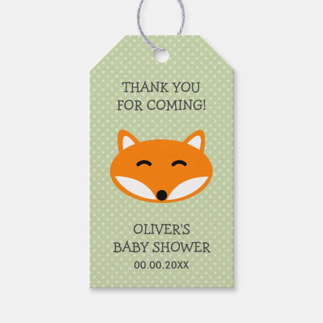 Custom thank you red fox baby shower party favor pack of gift tags 1/3